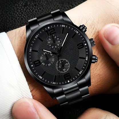 Men's 4-piece watch, bracelet, necklace, and ring